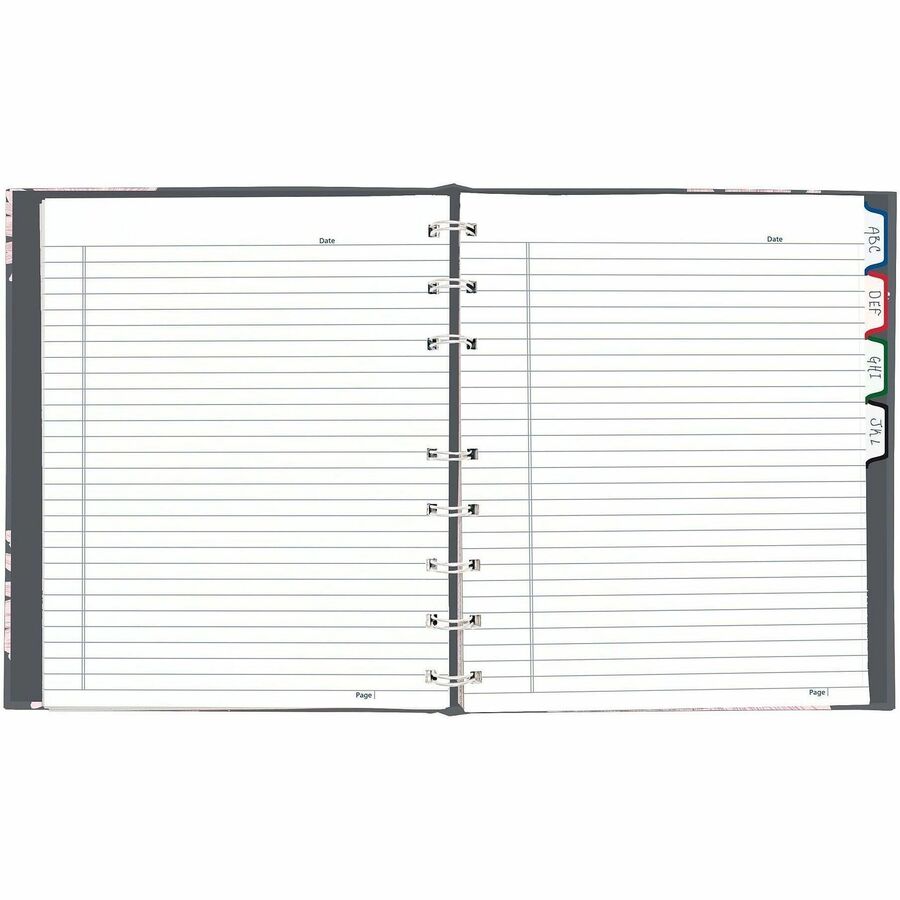 150 Pages - Twin Wirebound - Ruled Margin - 9 1/4" x 7 1/4" Sheet Size - Pink Daisy Cover - Micro Perforated, Note Section, Hard Cover, Sturdy, Self-adhesive Tab, Storage Pocket, Acid-free Paper, Fade Resistant, Index Sheet - Recycled - 1 Each