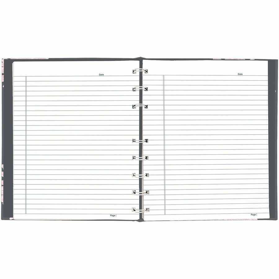 150 Pages - Twin Wirebound - Ruled Margin - 9 1/4" x 7 1/4" Sheet Size - Pink Daisy Cover - Micro Perforated, Note Section, Hard Cover, Sturdy, Self-adhesive Tab, Storage Pocket, Acid-free Paper, Fade Resistant, Index Sheet - Recycled - 1 Each