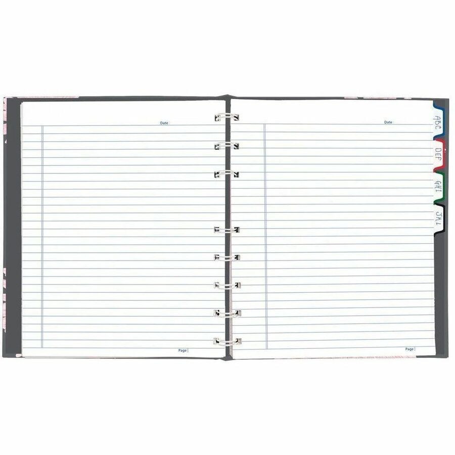 150 Pages - Twin Wirebound - Ruled Margin - 9 1/4" x 7 1/4" Sheet Size - Pink Daisy Cover - Micro Perforated, Note Section, Hard Cover, Sturdy, Self-adhesive Tab, Storage Pocket, Acid-free Paper, Fade Resistant, Index Sheet - Recycled - 1 Each