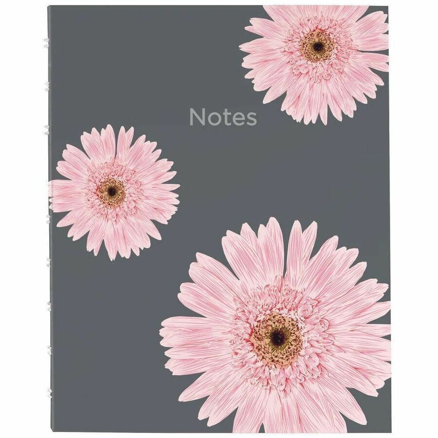 150 Pages - Twin Wirebound - Ruled Margin - 9 1/4" x 7 1/4" Sheet Size - Pink Daisy Cover - Micro Perforated, Note Section, Hard Cover, Sturdy, Self-adhesive Tab, Storage Pocket, Acid-free Paper, Fade Resistant, Index Sheet - Recycled - 1 Each