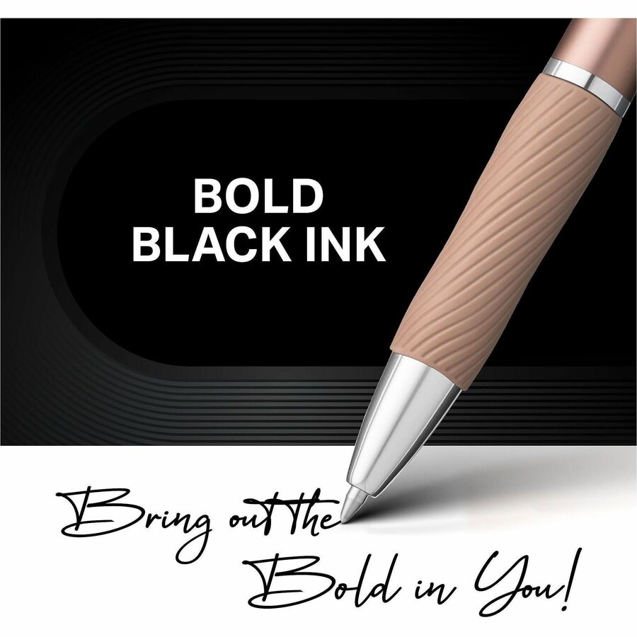 Sharpie S-Gel Pen - Retractable - Black Ink - Gel-based - Rose Gold Metal Barrel - Writing - 2 / Pack