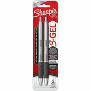 Sharpie S-Gel Pen - Retractable - Black, Gray Ink - Gel-based - Gray Metal Barrel - 2 / Pack