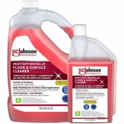 SC Johnson Heavy-Duty pH Floor & Surface Cleaner, Concentrate, 32 fl oz (1 quart), Red Bottle, 1 Each