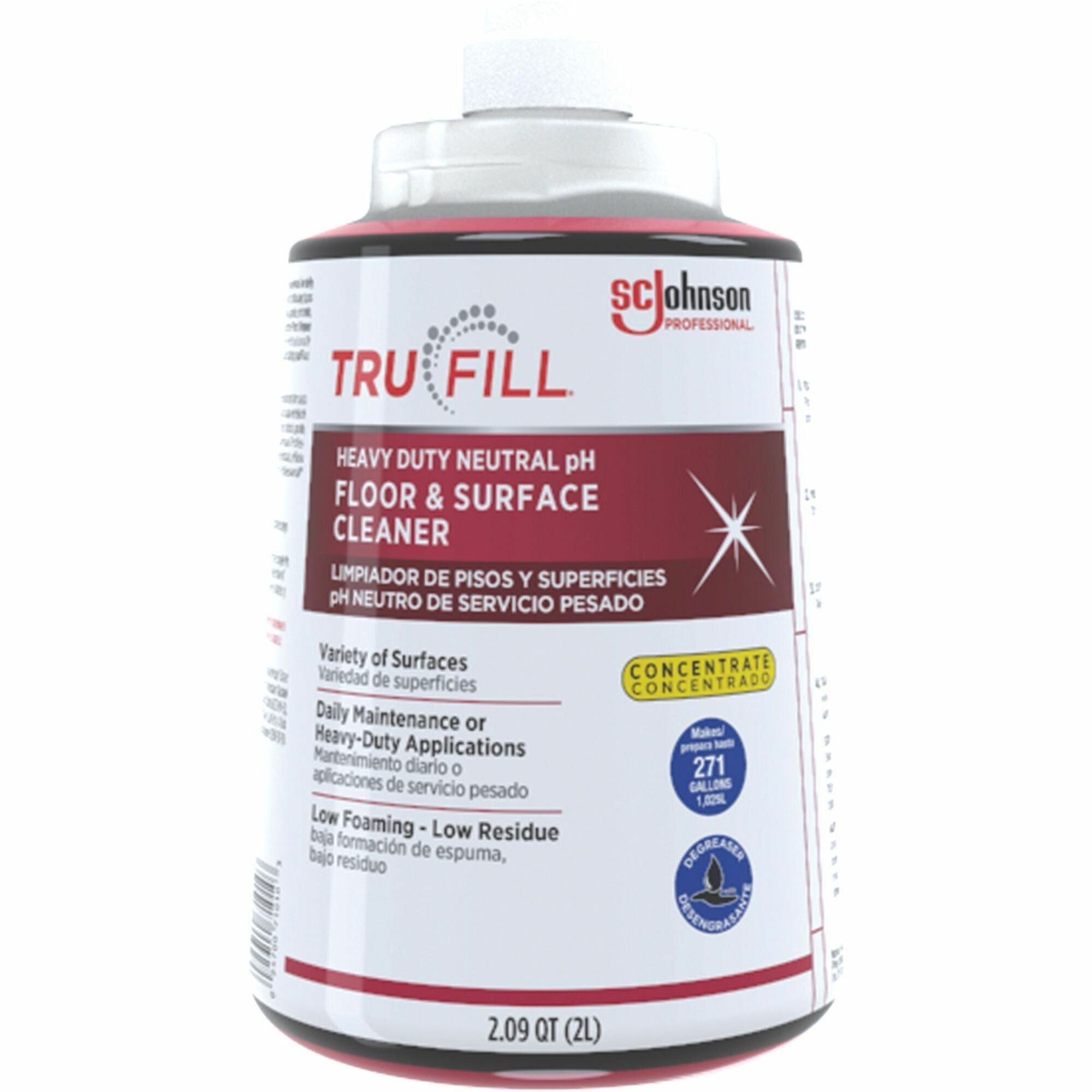 TruFill Heavy-Duty Floor Cleaner Concentrate, 67.6 fl oz (2.1 quart), Red Cartridge, 1 Each, Residue-Free, Dilutable, Heavy Duty