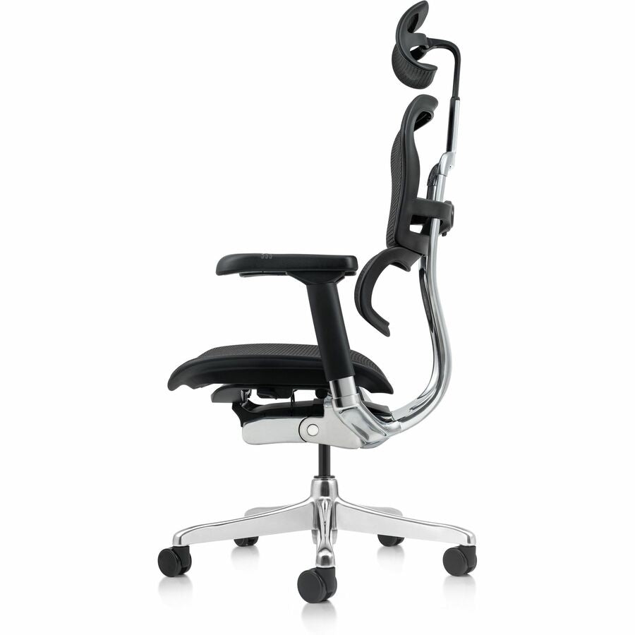Eurotech ErgoHuman Gen2 Executive All-Mesh Chair, Black, Mesh Seat & Back, Fiber Polymer Composite Frame, 5-Star Base, Adjustable Armrests, Headrest, 1 Each