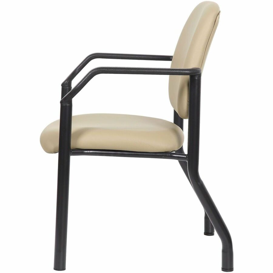Boss Mid-back Guest Chair, Four-legged Base, Black/Beige Vinyl, 1 Each