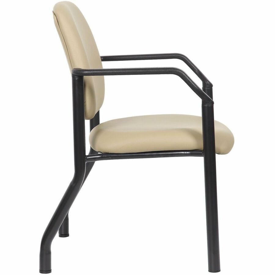 Boss Mid-back Guest Chair, Four-legged Base, Black/Beige Vinyl, 1 Each