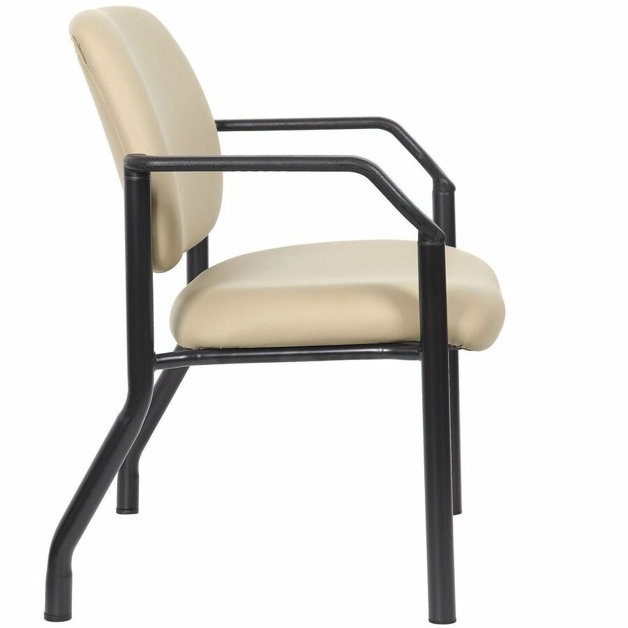 Boss Mid-back Guest Chair, Black/Beige Vinyl, Four-legged Tubular Steel Base, Fixed Arms, 500 lb Capacity, 1 Each