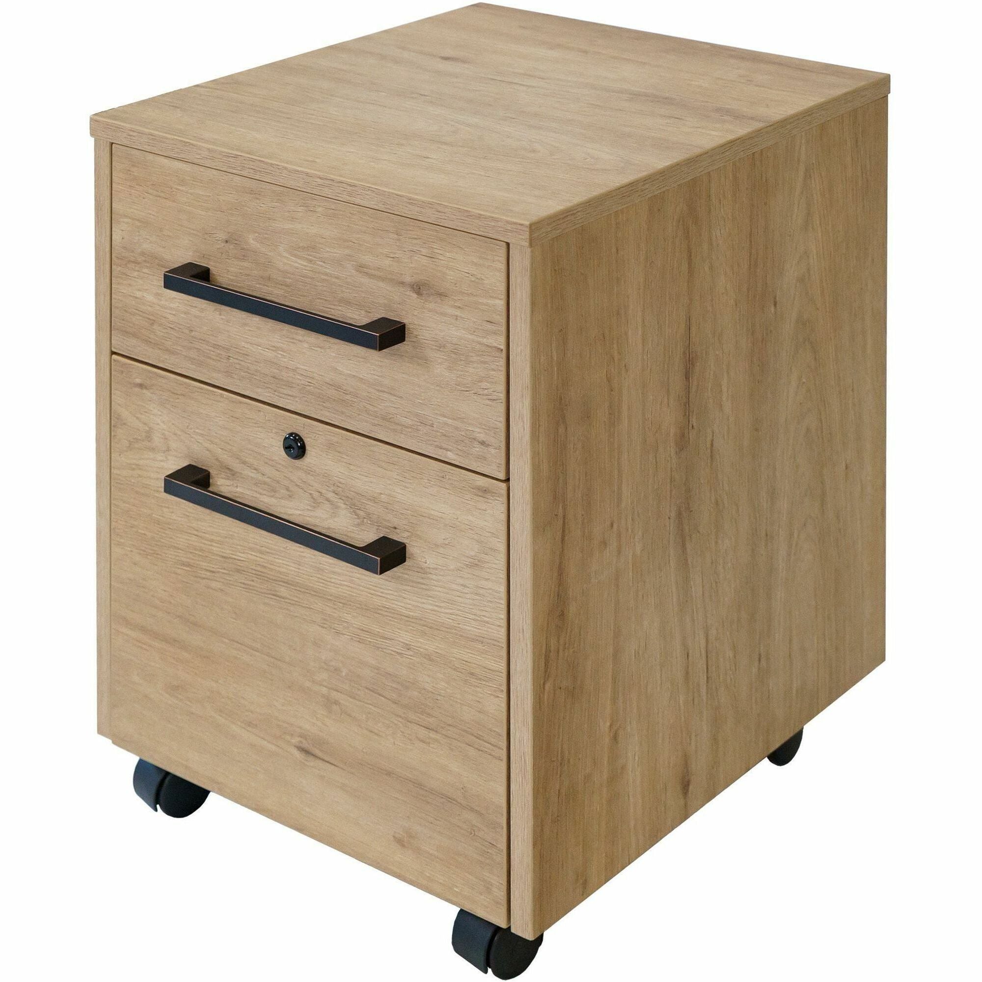 Martin Mason Monarca Laminate Unit, 24"H x 18"W, 2 Drawers, Thermofused Laminate, Monarca Natural Wood Finish, Lockable, Ball Bearing Slides, 4 Casters, 1 Each