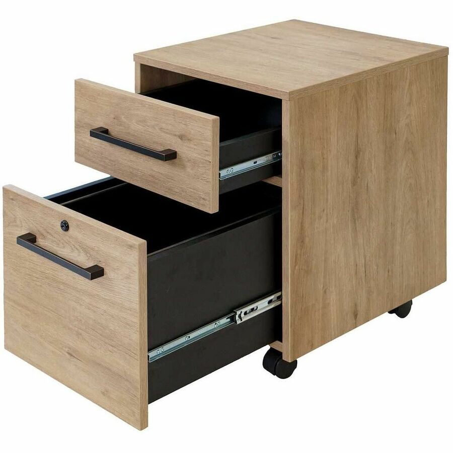 Martin Mason Monarca Laminate Unit, 24"H x 18"W, 2 Drawers, Thermofused Laminate, Monarca Natural Wood Finish, Lockable, Ball Bearing Slides, 4 Casters, 1 Each