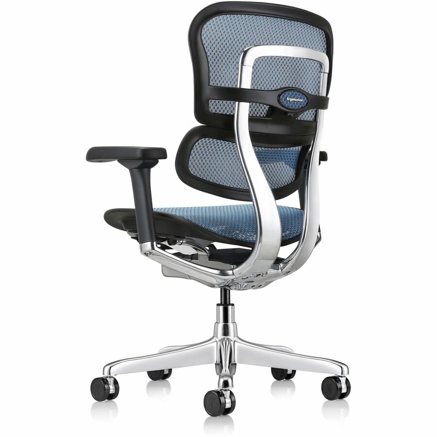 Eurotech ErgoHuman Gen2 Executive All-Mesh Chair, Blue, Fiber Polymer Composite Frame, 5-Star Base, Adjustable Armrests, Lumbar Support, Mesh Material, 1 Each