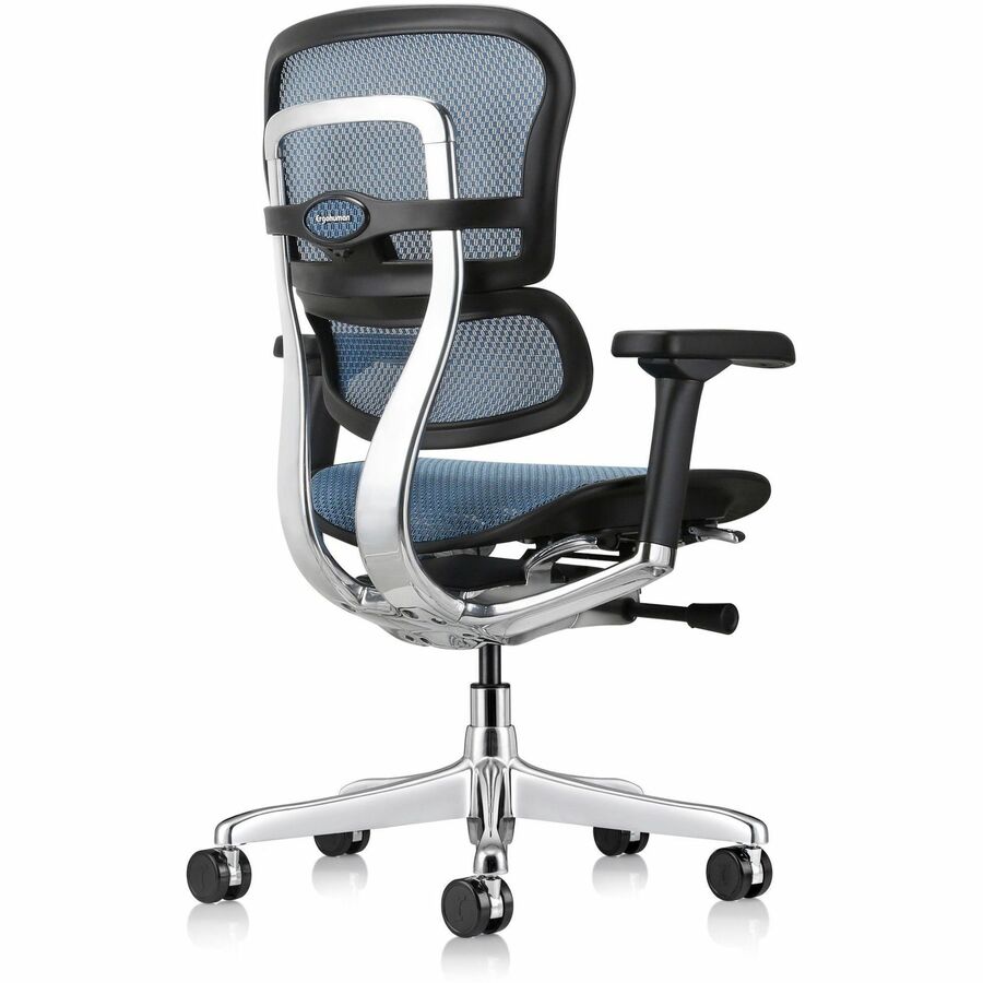Eurotech ErgoHuman Gen2 Executive All-Mesh Chair, Blue, Fiber Polymer Composite Frame, 5-Star Base, Adjustable Armrests, Lumbar Support, Mesh Material, 1 Each