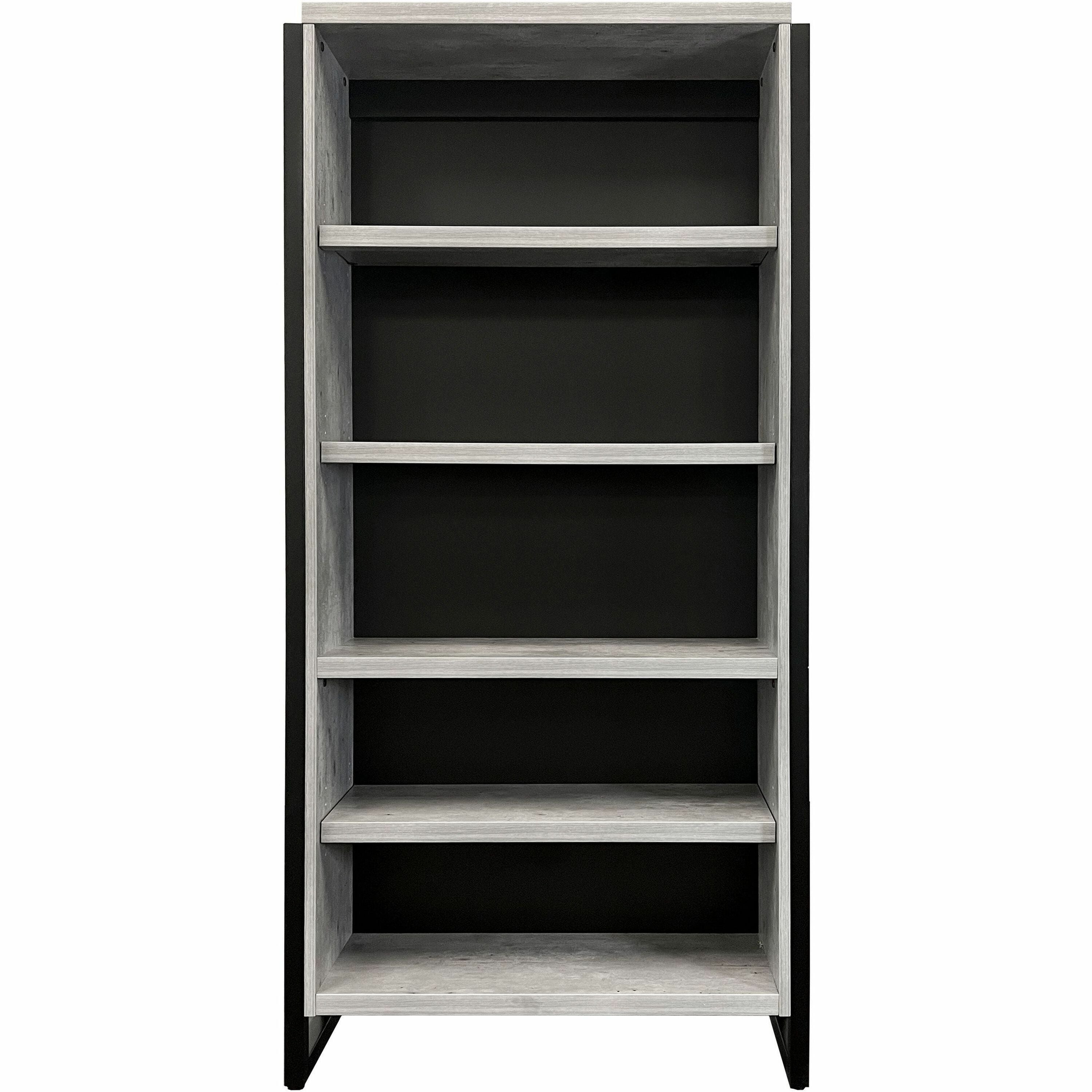 Martin Mason Concrete Laminate Bookcase, 78"H x 36"W x 12"D, 4 Shelves (3 Adjustable), Thermofused Laminate, Concrete/Wood Finish, Dark Bronze Hardware, 1 Each