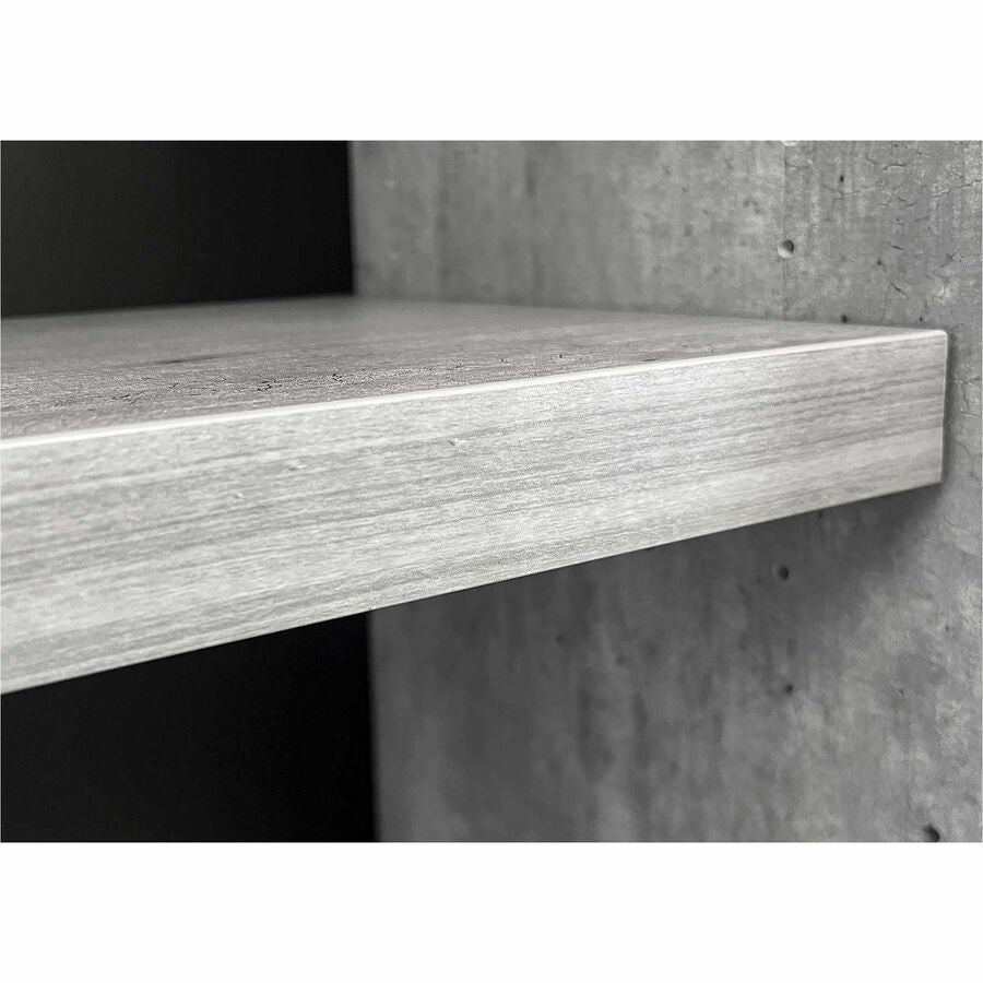 Martin Mason Concrete Laminate Bookcase, 78"H x 36"W x 12"D, 4 Shelves (3 Adjustable), Thermofused Laminate, Concrete/Wood Finish, Dark Bronze Hardware, 1 Each