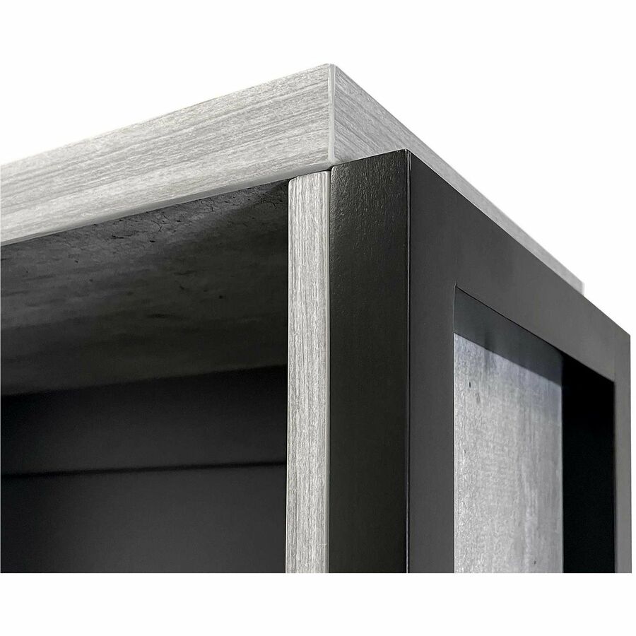 Martin Mason Concrete Laminate Bookcase, 78"H x 36"W x 12"D, 4 Shelves (3 Adjustable), Thermofused Laminate, Concrete/Wood Finish, Dark Bronze Hardware, 1 Each