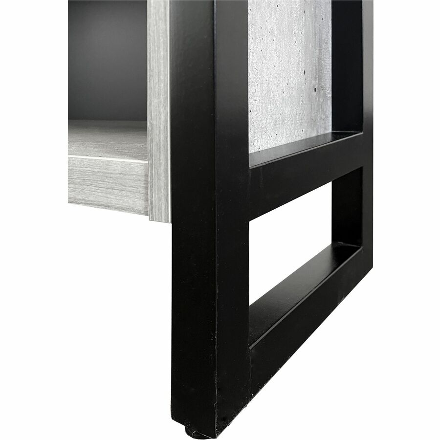 Martin Mason Concrete Laminate Bookcase, 78"H x 36"W x 12"D, 4 Shelves (3 Adjustable), Thermofused Laminate, Concrete/Wood Finish, Dark Bronze Hardware, 1 Each