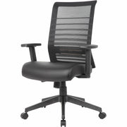 Boss Horizontal Mesh Back Task Chair, Vinyl Seat, Adjustable Arms, 5-Star Nylon Base, Black, 1 Each