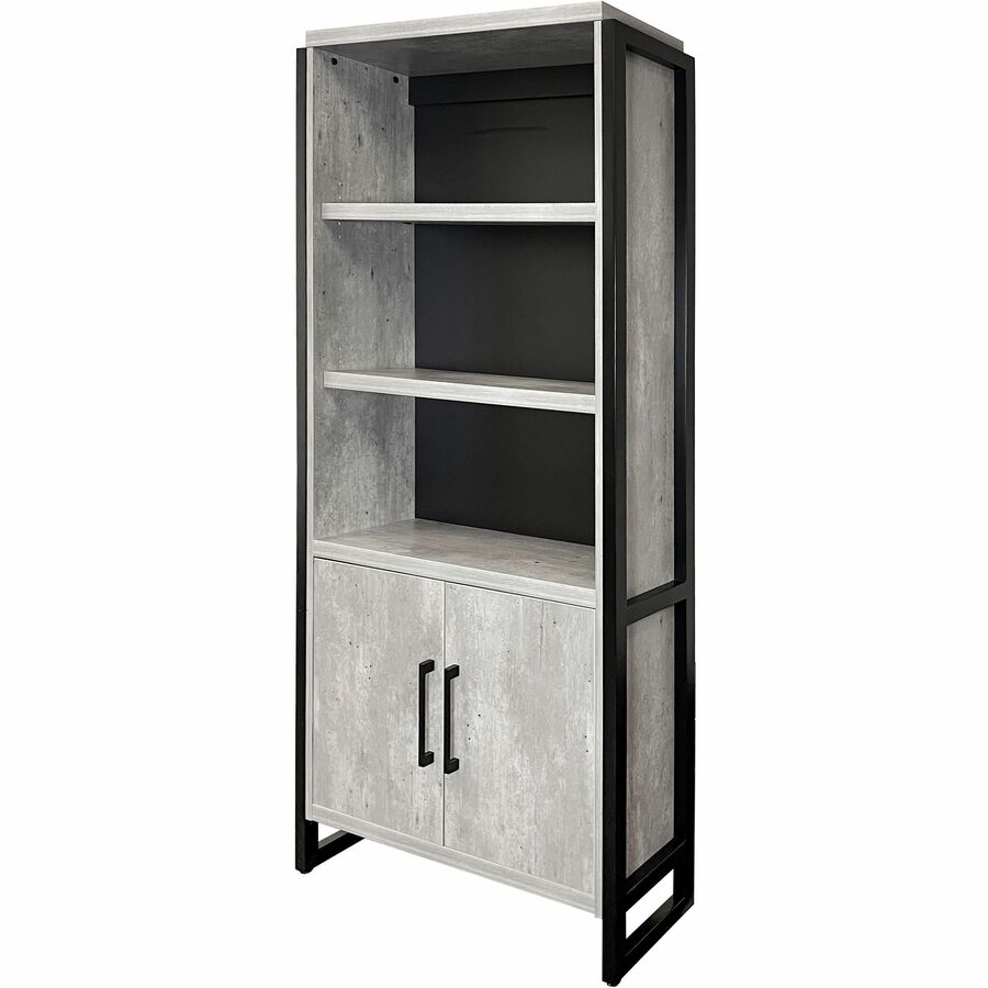 Martin Mason Concrete Laminate Unit, 78"H x 36"W x 12"D, 2 Doors, 4 Shelves (3 Adjustable), Thermofused Laminate, Concrete/Stone Finish, Dark Bronze Hardware, Solid Wood Frame, 1 Each