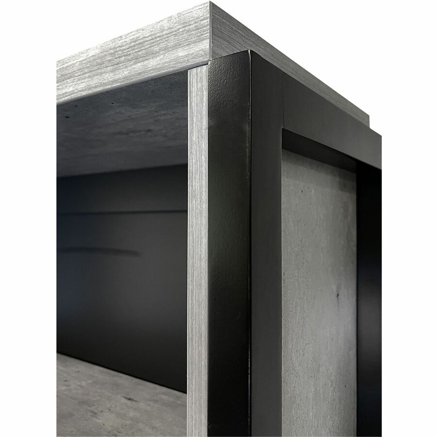 Martin Mason Concrete Laminate Unit, 78"H x 36"W x 12"D, 2 Doors, 4 Shelves (3 Adjustable), Thermofused Laminate, Concrete/Stone Finish, Dark Bronze Hardware, Solid Wood Frame, 1 Each
