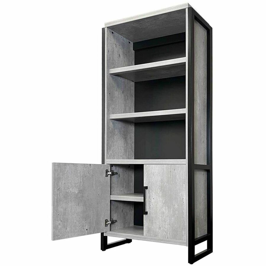 Martin Mason Concrete Laminate Unit, 78"H x 36"W x 12"D, 2 Doors, 4 Shelves (3 Adjustable), Thermofused Laminate, Concrete/Stone Finish, Dark Bronze Hardware, Solid Wood Frame, 1 Each