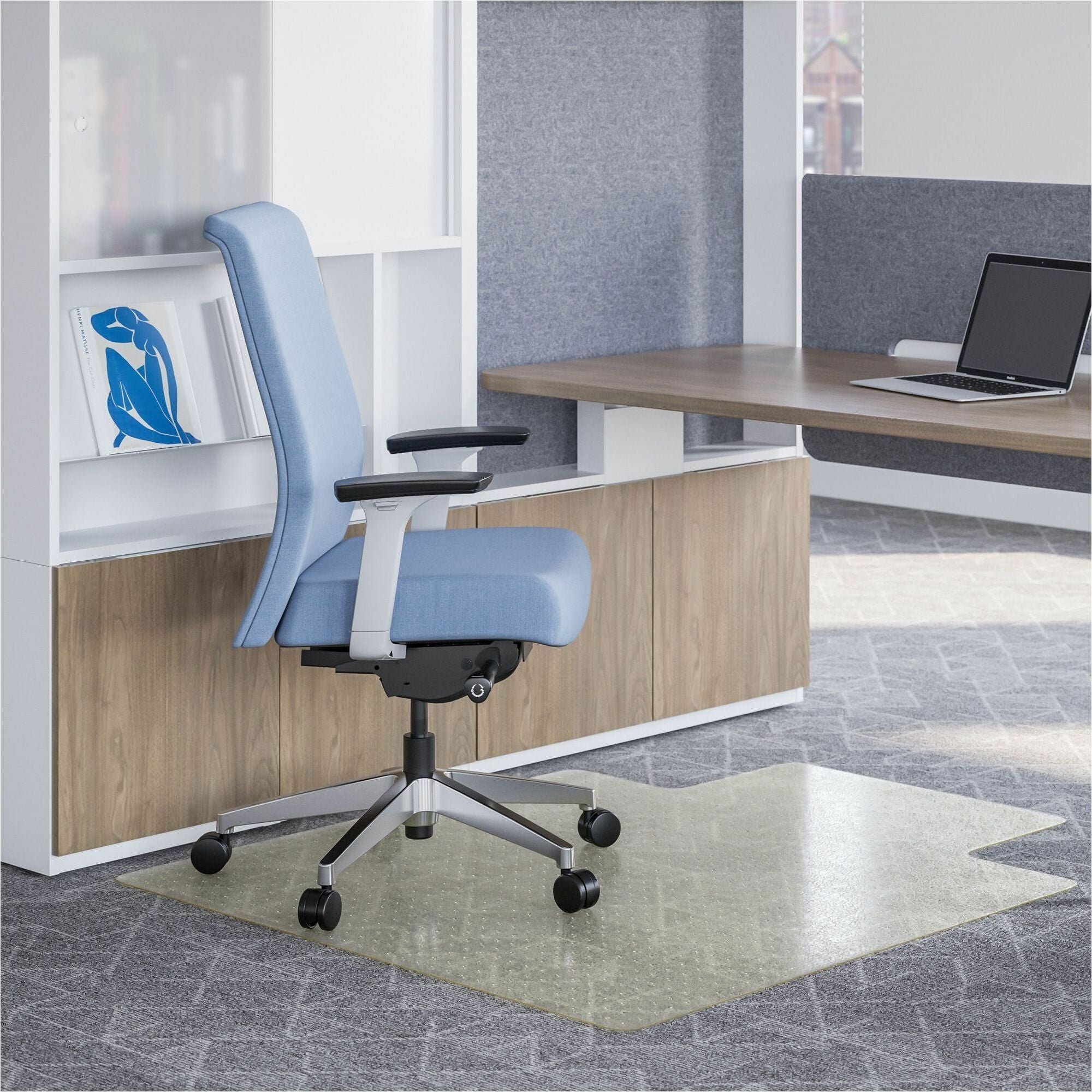 Deflecto OceanMat Chair Mat for Carpet, 53" x 45", Lipped, Clear, 100% Recycled PET, 1 Each