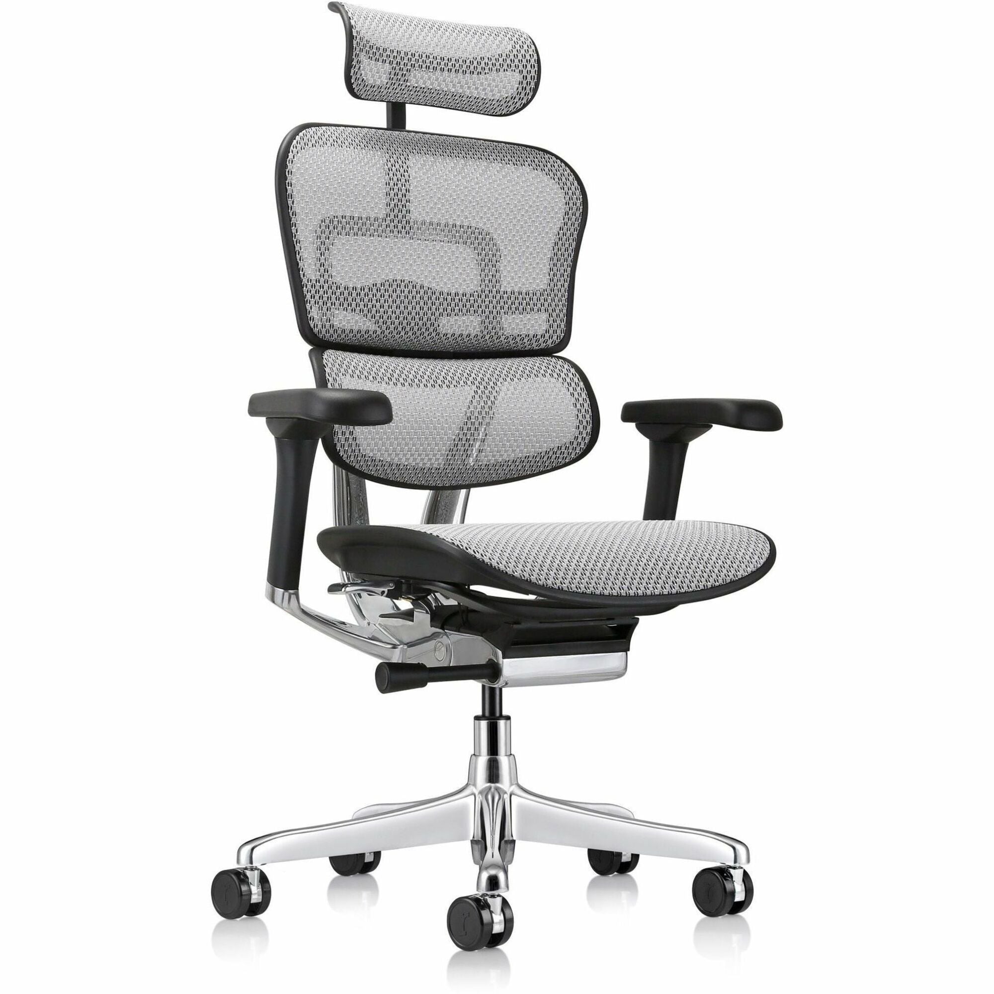 Eurotech ErgoHuman Gen2 Executive All-Mesh Chair, Black Mesh Seat & Back, Black FPC Frame, 5-Star Gray Base, Adjustable Armrest, Headrest, 1 Each