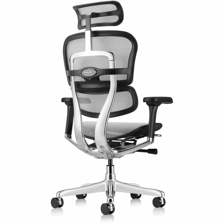 Eurotech ErgoHuman Gen2 Executive All-Mesh Chair, Black Mesh Seat & Back, Black FPC Frame, 5-Star Gray Base, Adjustable Armrest, Headrest, 1 Each