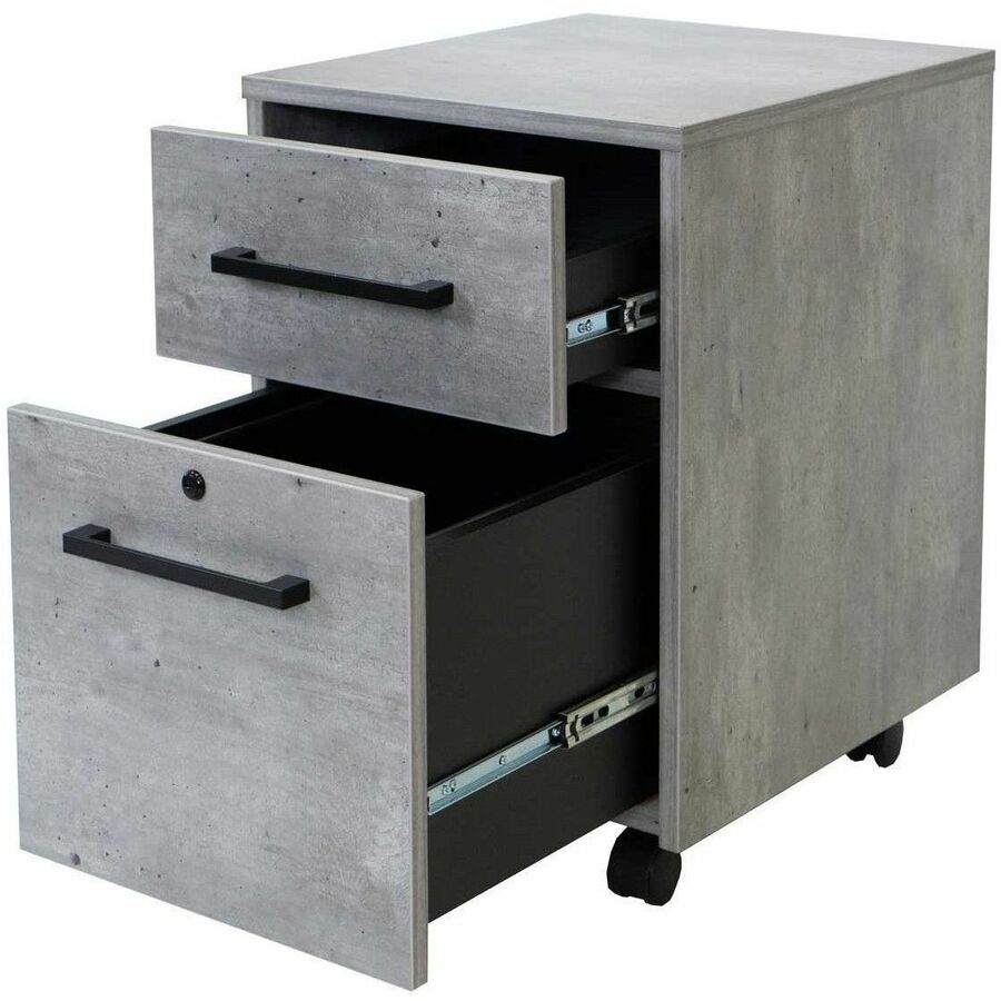 Martin Mason Concrete Laminate Unit, 24" H x 18" W, 2 Drawers, Thermofused Laminate, Concrete/Stone Finish, Lockable, Ball Bearing Slides, 4 Casters, 1 Each