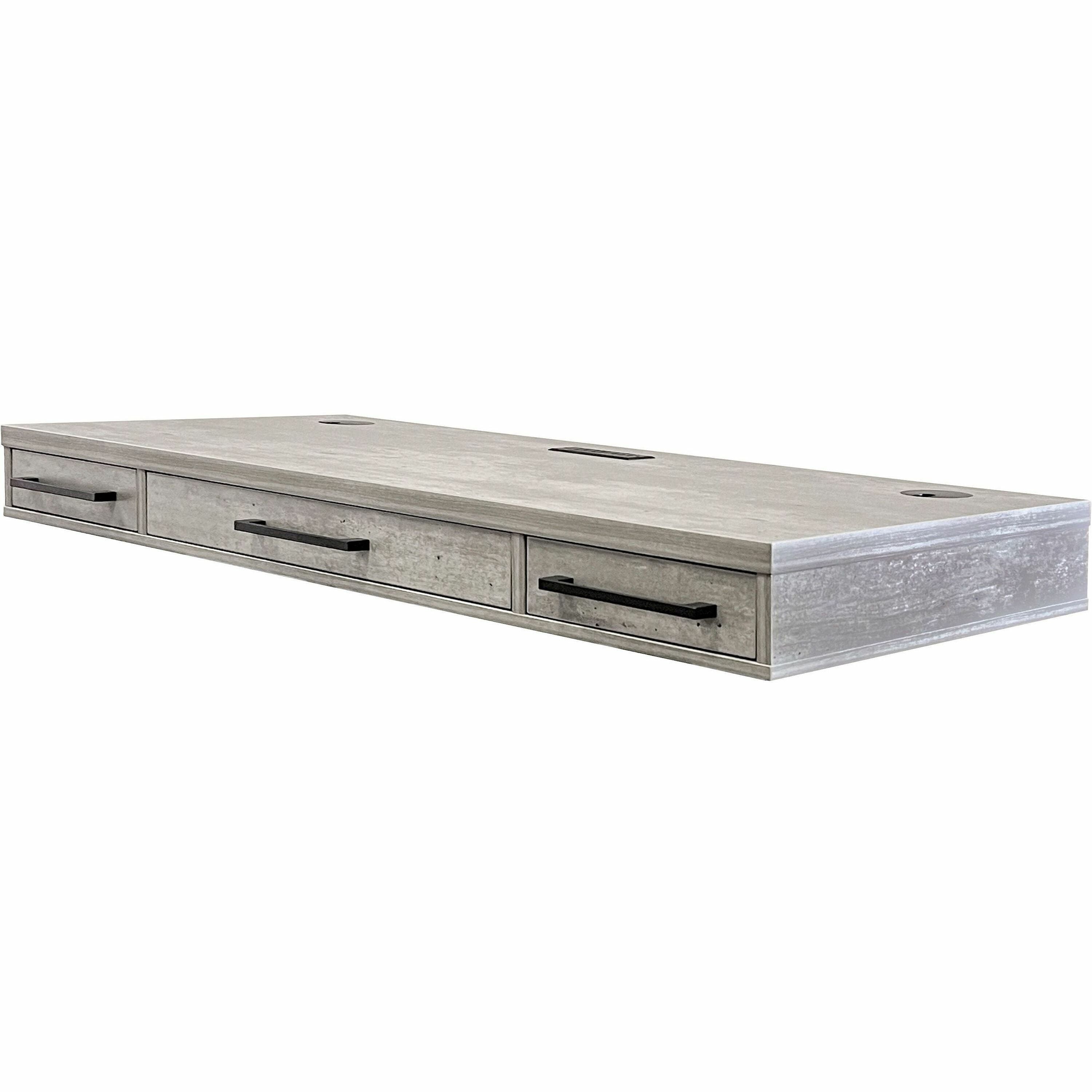 Martin Mason Concrete Laminate Unit, 60" W x 24" D, 3 Drawers, Concrete/Stone Finish, AC Power Outlet, 1 Each