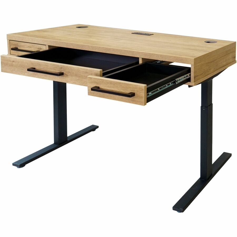 Martin Mason Concrete Laminate Unit - x 60" Width x 24" Depth - Total Drawer(s): 3 - Finish: Monarca Natural, Wood - AC Power Outlet - For Office Supplies - 1 Each