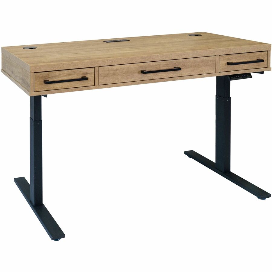 Martin Mason Concrete Laminate Unit - x 60" Width x 24" Depth - Total Drawer(s): 3 - Finish: Monarca Natural, Wood - AC Power Outlet - For Office Supplies - 1 Each