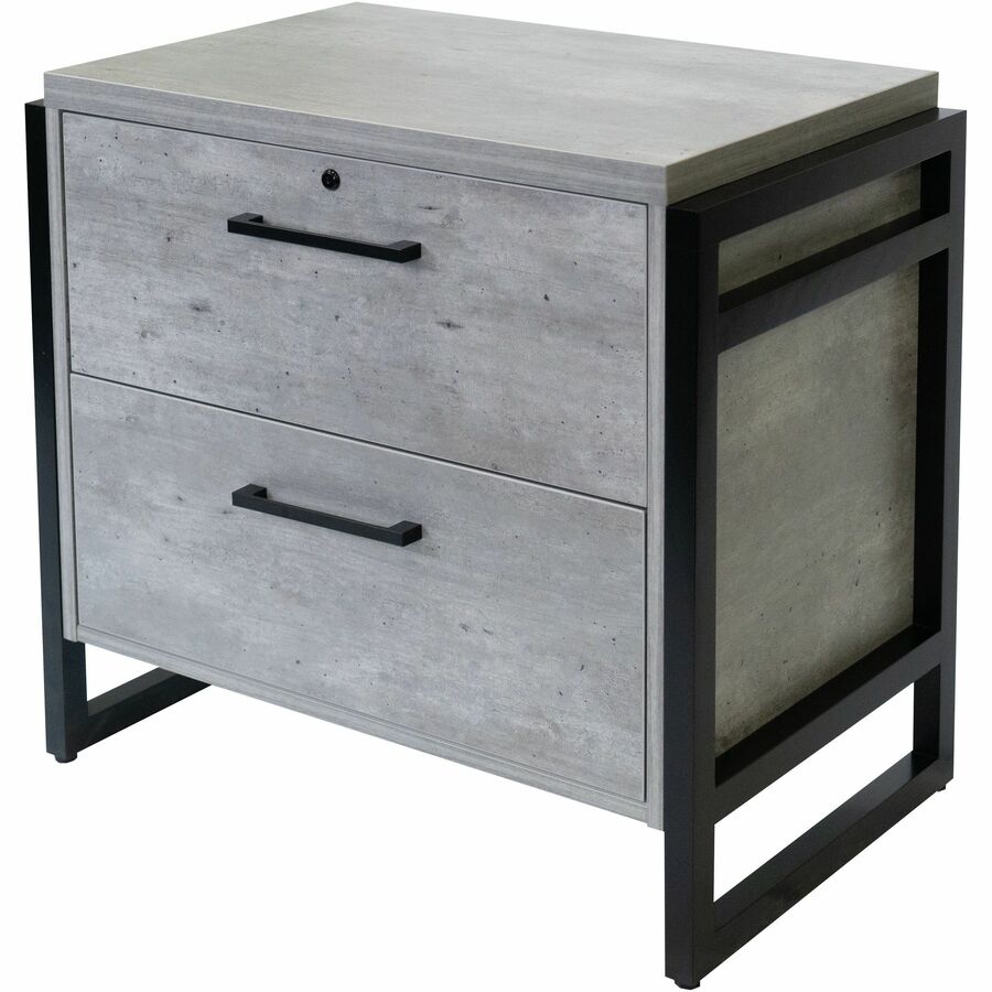 Martin Mason Concrete Laminate Unit - 31" Height x 34" Width x 21" Depth - Total Drawer(s): 2 - Material: Thermofused Laminate (TFL) - Finish: Concrete, Stone - Durable, Long Lasting, Lockable Drawer - For Storage, Document - 1 Each