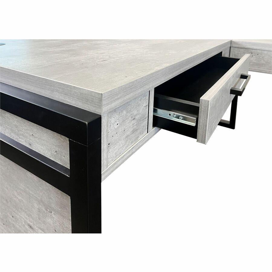 Martin Mason Concrete Laminate Unit - 31" Height x 60" Width x 30" Depth - Total Drawer(s): 1 - Material: Laminate - Finish: Stone, Concrete - Grommet - 1 Each