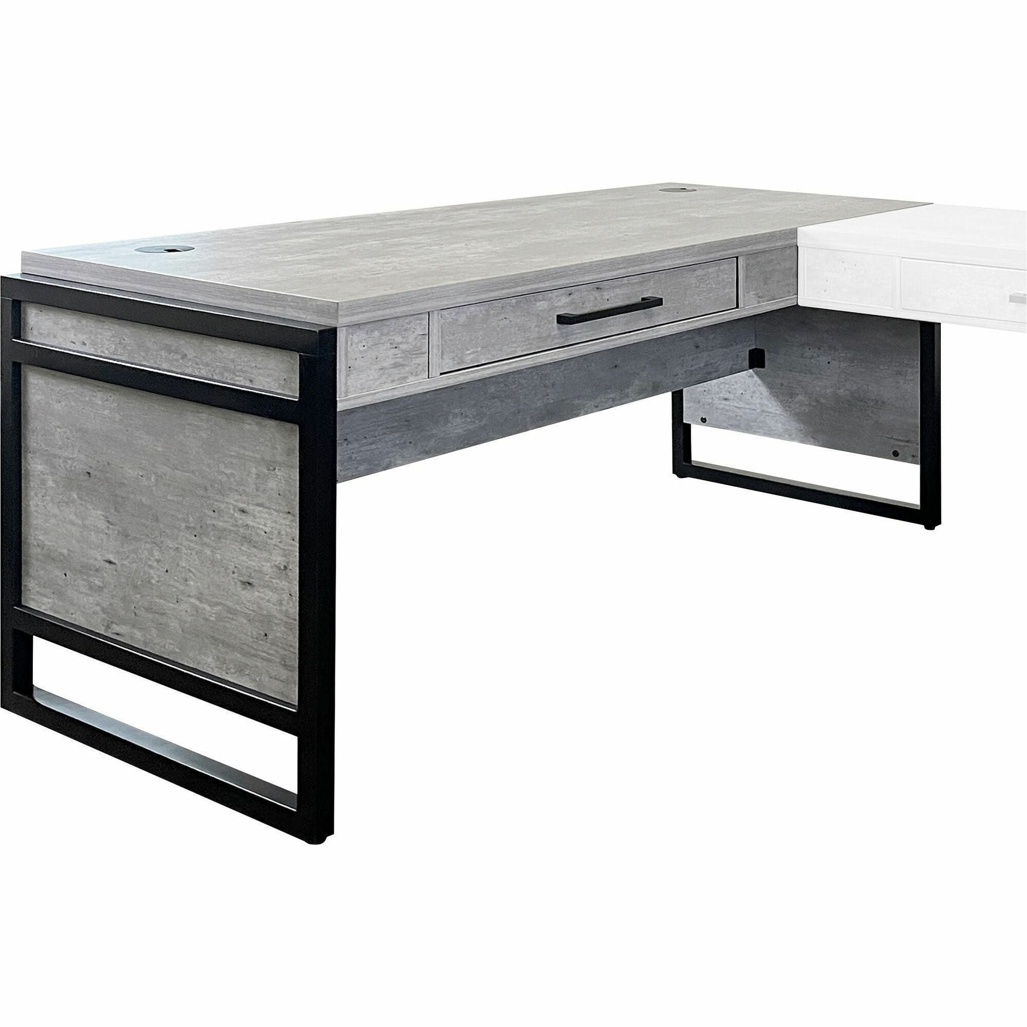 Martin Mason Concrete Laminate Unit - 31" Height x 60" Width x 30" Depth - Total Drawer(s): 1 - Material: Laminate - Finish: Stone, Concrete - Grommet - 1 Each