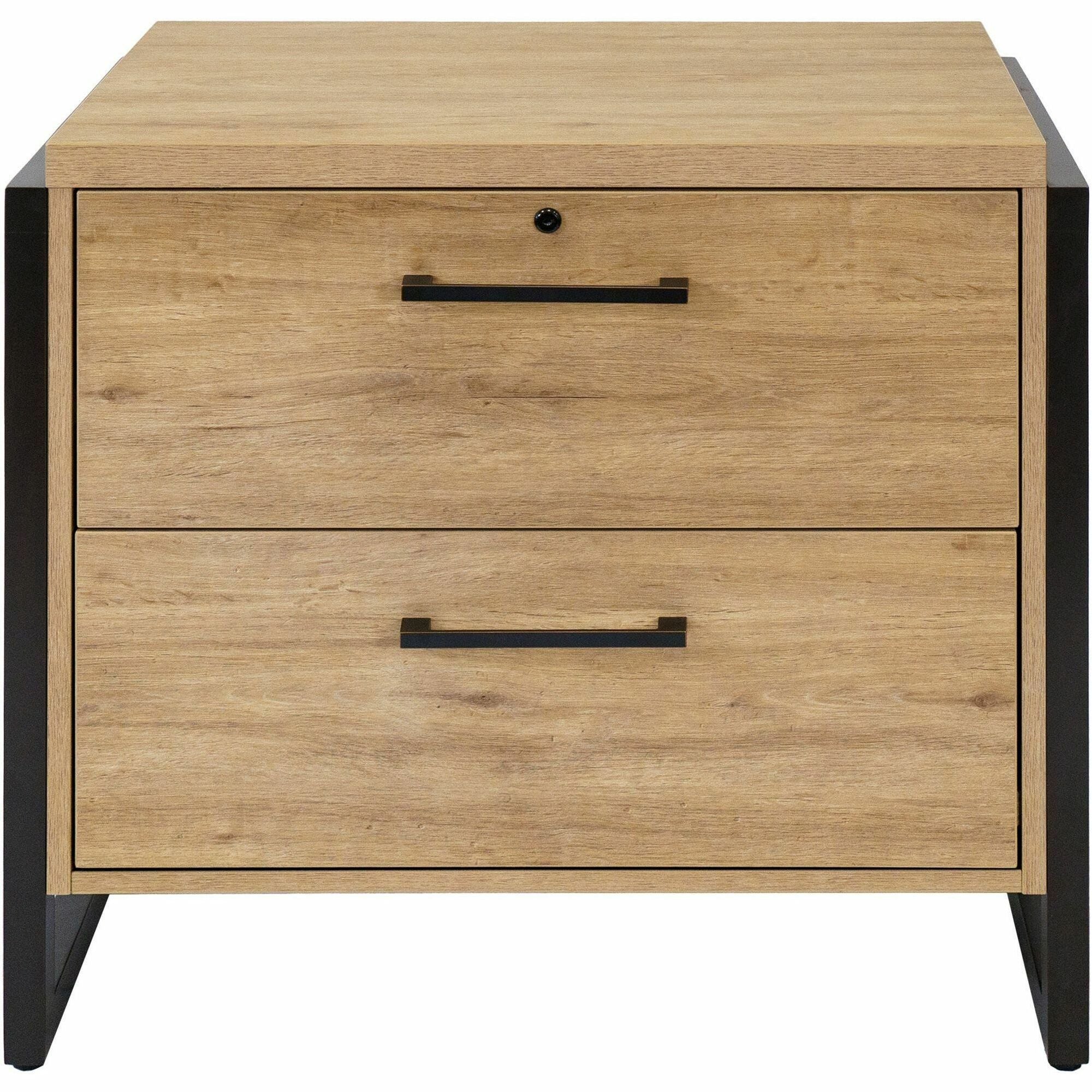 Martin Mason Monarca Laminate Unit - 31" Height x 34" Width x 21" Depth - Total Drawer(s): 2 - Material: Thermofused Laminate (TFL) - Finish: Monarca Natural, Wood - Durable, Long Lasting, Lockable Drawer - For Storage, Office, Document - 1 Each
