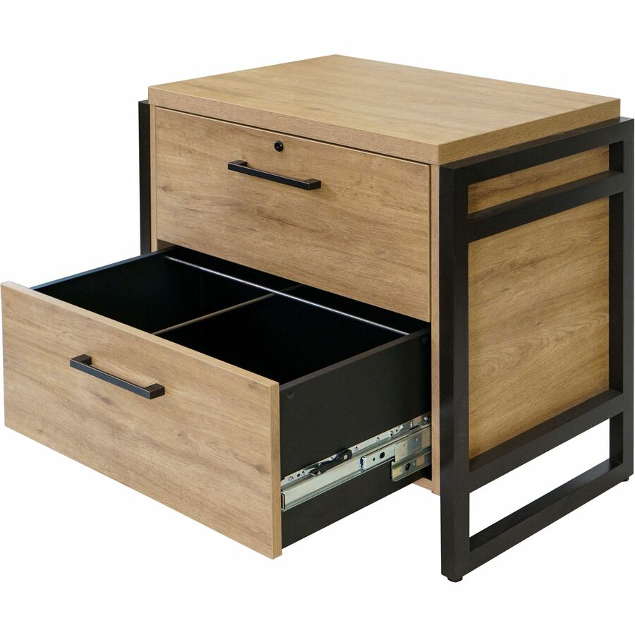Martin Mason Monarca Laminate Unit - 31" Height x 34" Width x 21" Depth - Total Drawer(s): 2 - Material: Thermofused Laminate (TFL) - Finish: Monarca Natural, Wood - Durable, Long Lasting, Lockable Drawer - For Storage, Office, Document - 1 Each