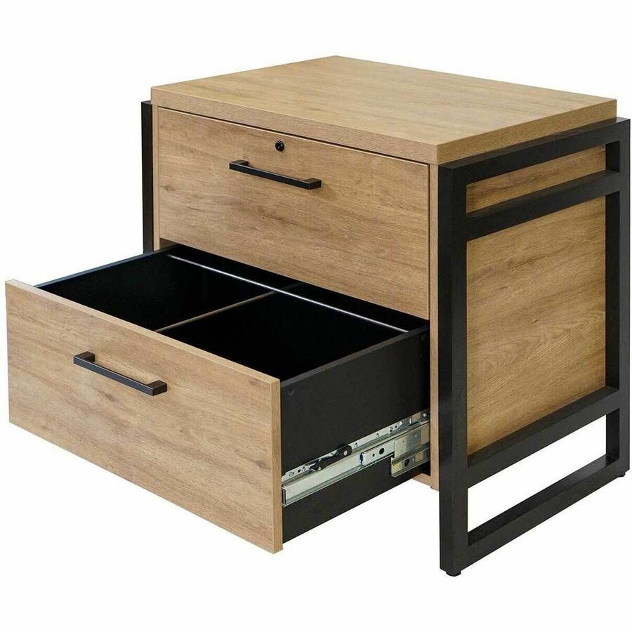 Martin Mason Monarca Laminate Unit - 31" Height x 34" Width x 21" Depth - Total Drawer(s): 2 - Material: Thermofused Laminate (TFL) - Finish: Monarca Natural, Wood - Durable, Long Lasting, Lockable Drawer - For Storage, Office, Document - 1 Each