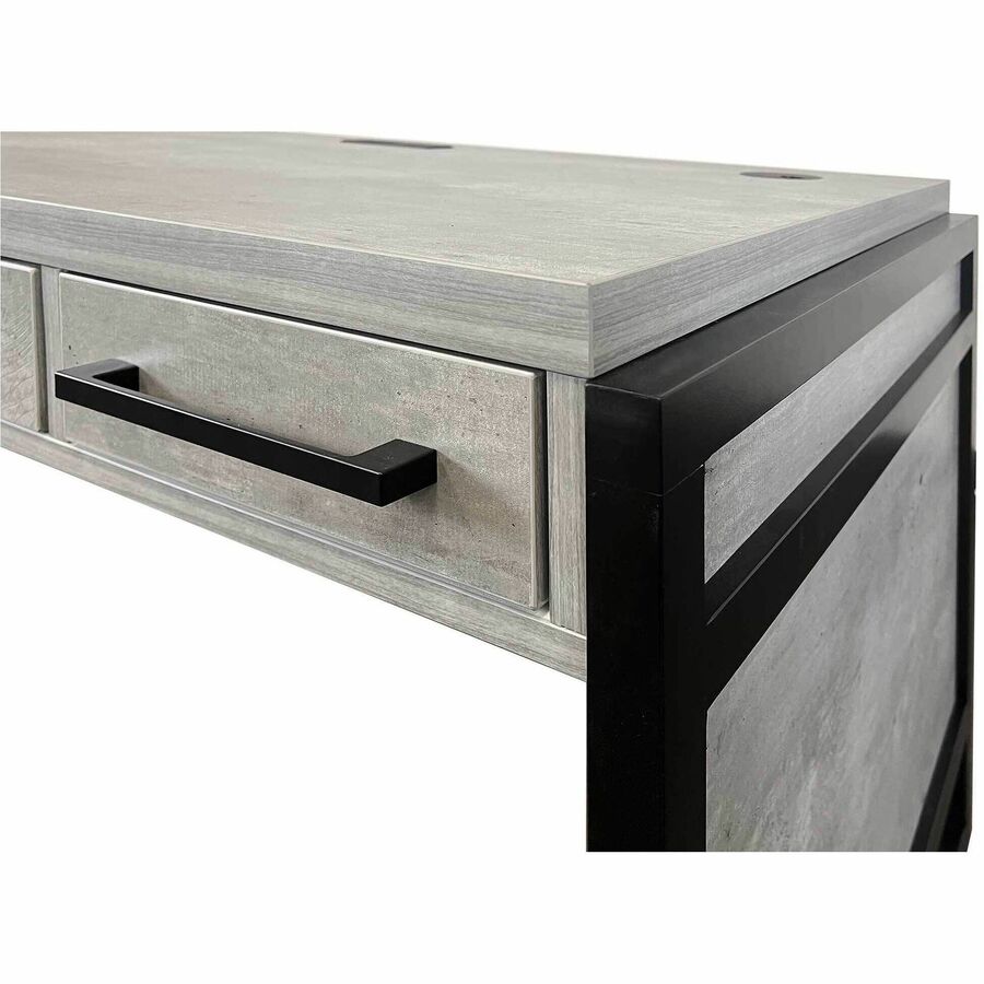 Martin Mason Concrete Laminate Unit, 31"H x 60"W x 30"D, 3 Drawers, Thermofused Laminate, Concrete/Stone Finish, Solid Wood Frame, Cable Management, Grommet, AC Power Outlet, USB, Dark Bronze Hardware, 1 Each