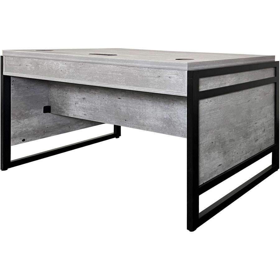Martin Mason Concrete Laminate Unit, 31"H x 60"W x 30"D, 3 Drawers, Thermofused Laminate, Concrete/Stone Finish, Solid Wood Frame, Cable Management, Grommet, AC Power Outlet, USB, Dark Bronze Hardware, 1 Each