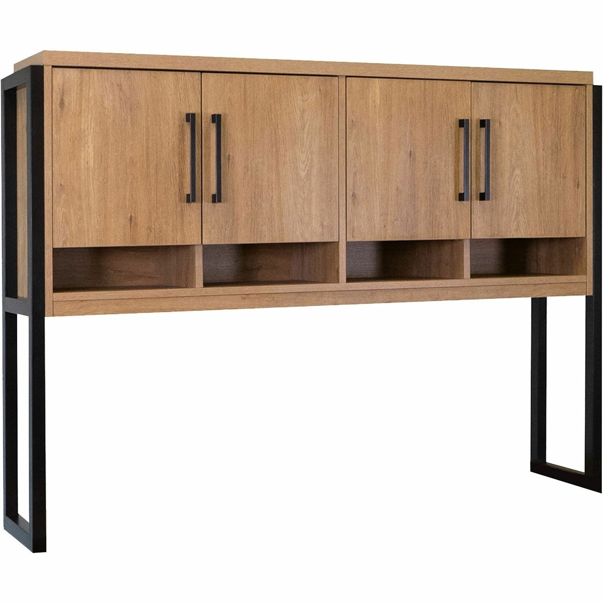 Martin Mason Monarca Laminate Unit, 47.5"H x 66"W x 12"D, 4 Doors, 2 Adjustable Shelves, Thermofused Laminate, Monarca Natural Wood Finish, Open Storage, Dark Bronze Hardware, 1 Each