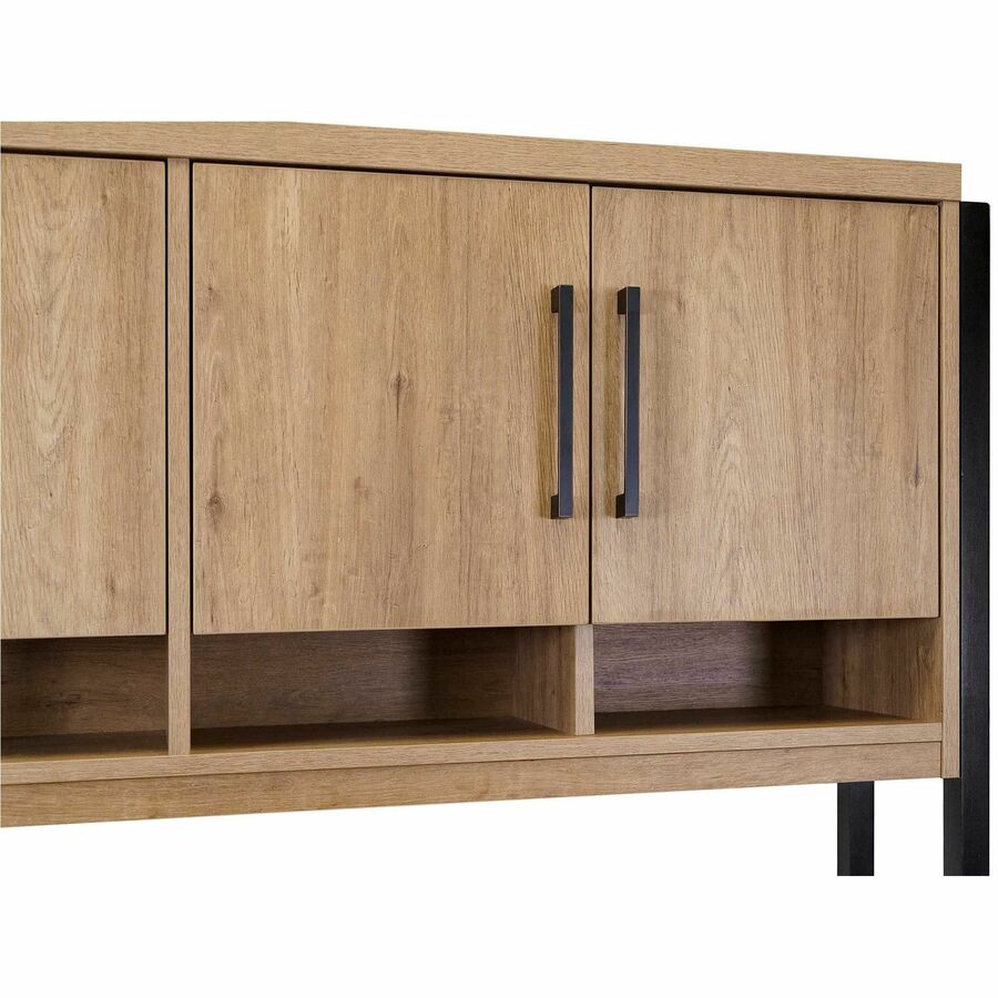 Martin Mason Monarca Laminate Unit, 47.5"H x 66"W x 12"D, 4 Doors, 2 Adjustable Shelves, Thermofused Laminate, Monarca Natural Wood Finish, Open Storage, Dark Bronze Hardware, 1 Each