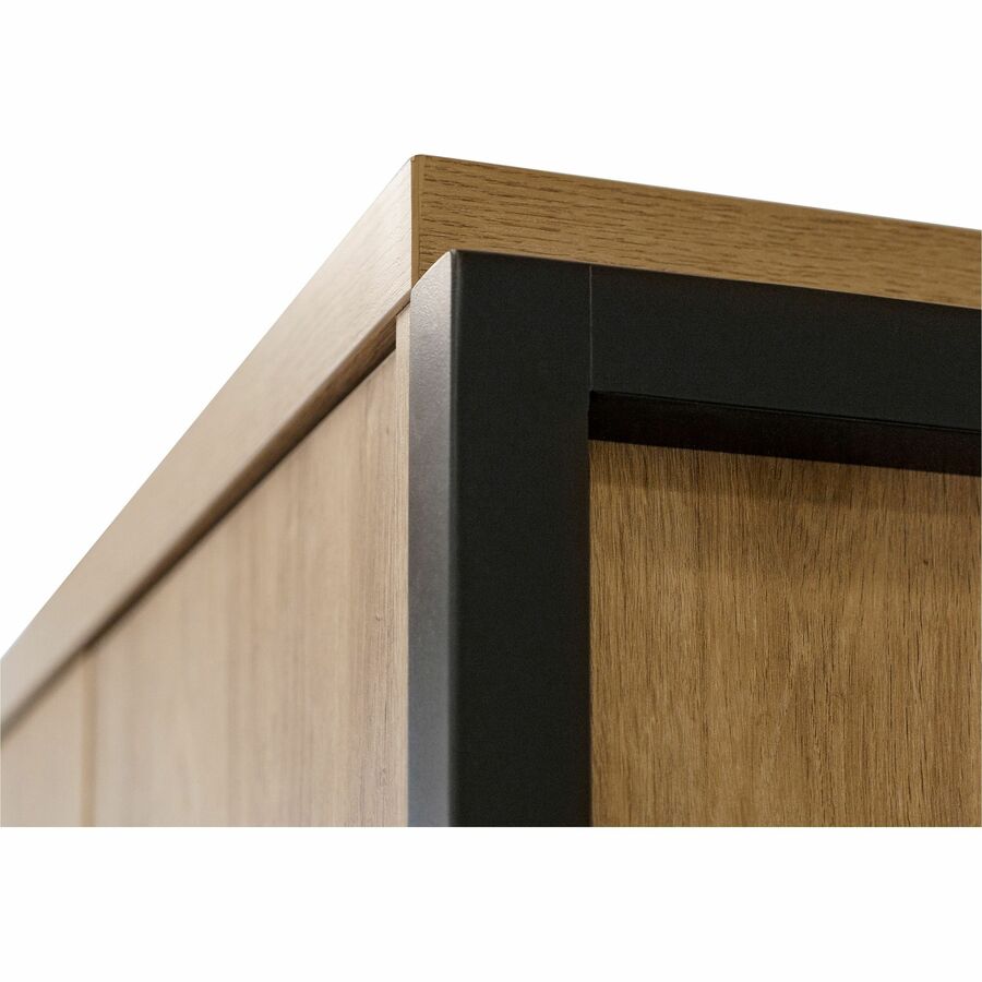 Martin Mason Monarca Laminate Unit, 47.5"H x 66"W x 12"D, 4 Doors, 2 Adjustable Shelves, Thermofused Laminate, Monarca Natural Wood Finish, Open Storage, Dark Bronze Hardware, 1 Each