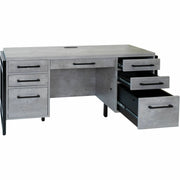 Martin Mason Concrete Laminate Unit, 31"H x 66"W x 21"D, 7 Drawers, Thermofused Laminate, Concrete/Stone Finish, Solid Wood Frame, Dark Bronze Hardware, USB & AC Power Outlets, 1 Each