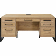 Martin Mason Monarca Laminate Unit, 31"H x 66"W x 21"D, 7 Drawers, Thermofused Laminate, Monarca Natural Wood Finish, Solid Wood Frame, Dark Bronze Hardware, AC Power & USB Outlets, 1 Each