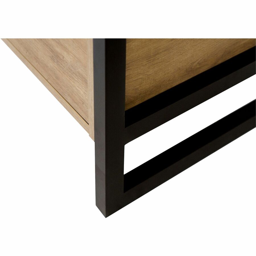 Martin Mason Monarca Laminate Unit, 31"H x 66"W x 21"D, 7 Drawers, Thermofused Laminate, Monarca Natural Wood Finish, Solid Wood Frame, Dark Bronze Hardware, AC Power & USB Outlets, 1 Each