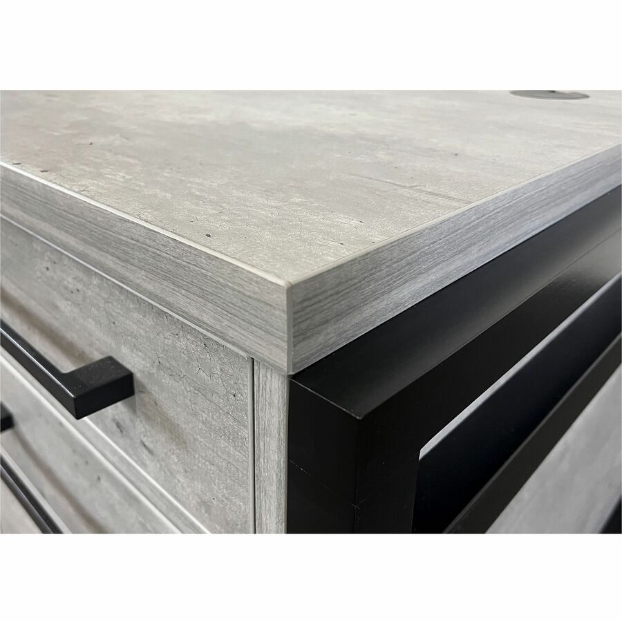 Martin Mason Concrete Laminate Double Pedestal Desk, 31"H x 66"W x 30"D, 7 Drawers, Thermofused Laminate, Concrete/Stone Finish, Solid Wood Frame, Dark Bronze Hardware, 1 Each