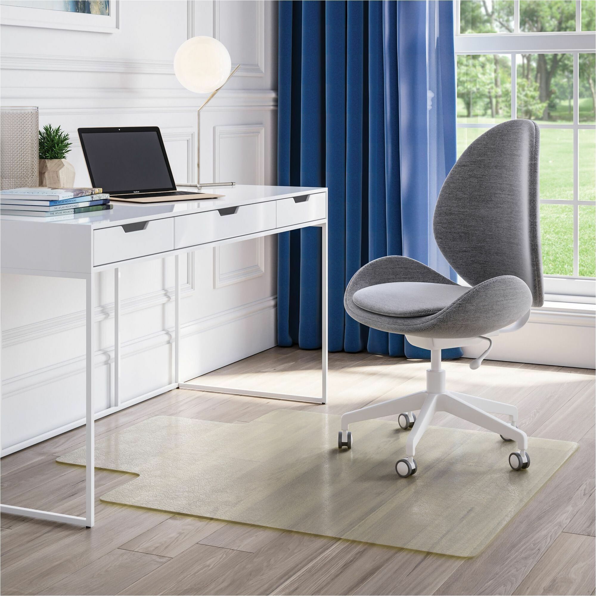 Deflecto OceanMat Chair Mat for Hard Floor - Hard Floor, Chair, Wood Floor, Tile Floor, Laminate Floor48" Width x 36" Depth - Lip Size 10" Length x 19" Width - Lipped - Plastic, Polyethylene Terephthalate (PET) - Clear - 1 Each