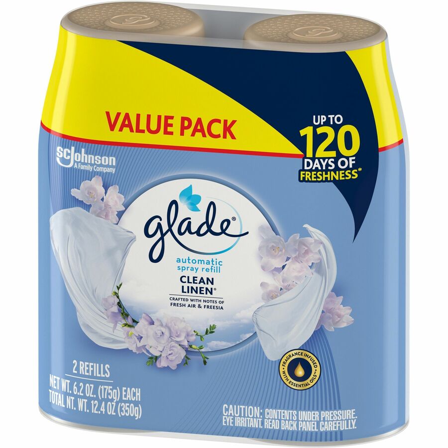 Glade Clean Linen Automatic Spray Refill Value Pack, 12.4 fl oz, Long Lasting, 70 Day, 2/Pack