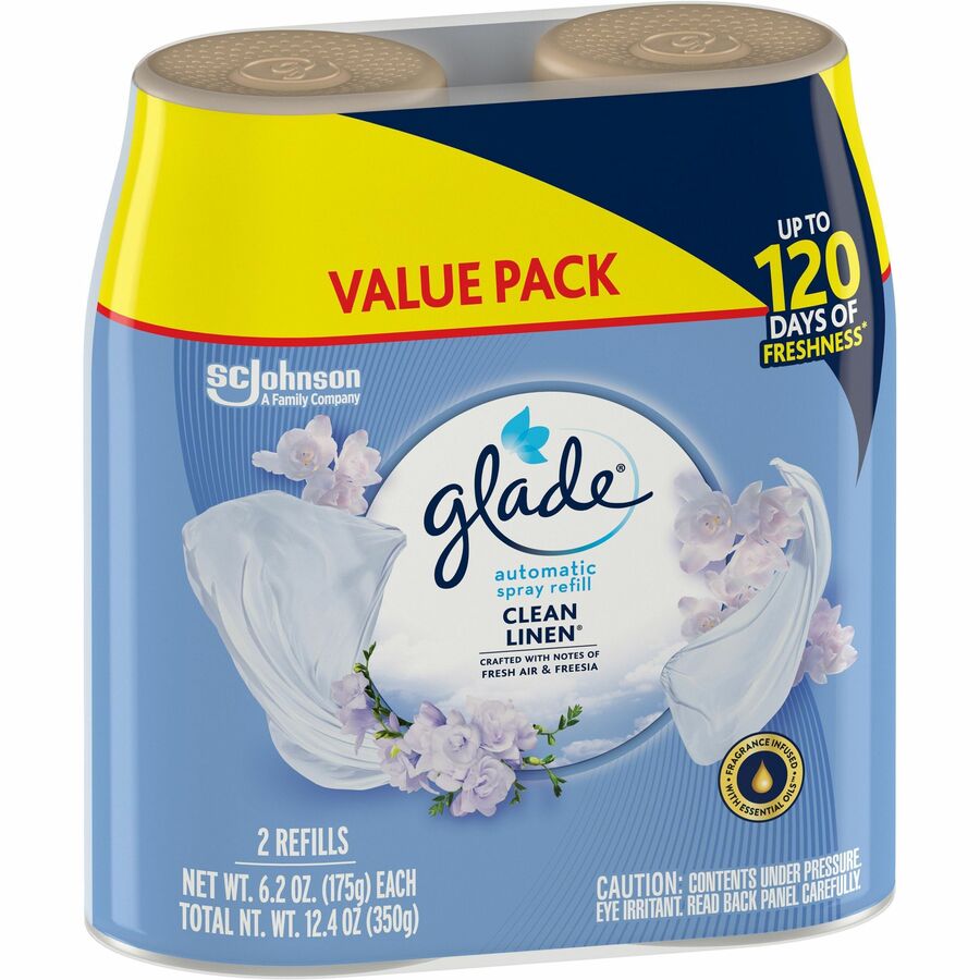 Glade Clean Linen Automatic Spray Refill Value Pack, 12.4 fl oz, Long Lasting, 70 Day, 2/Pack