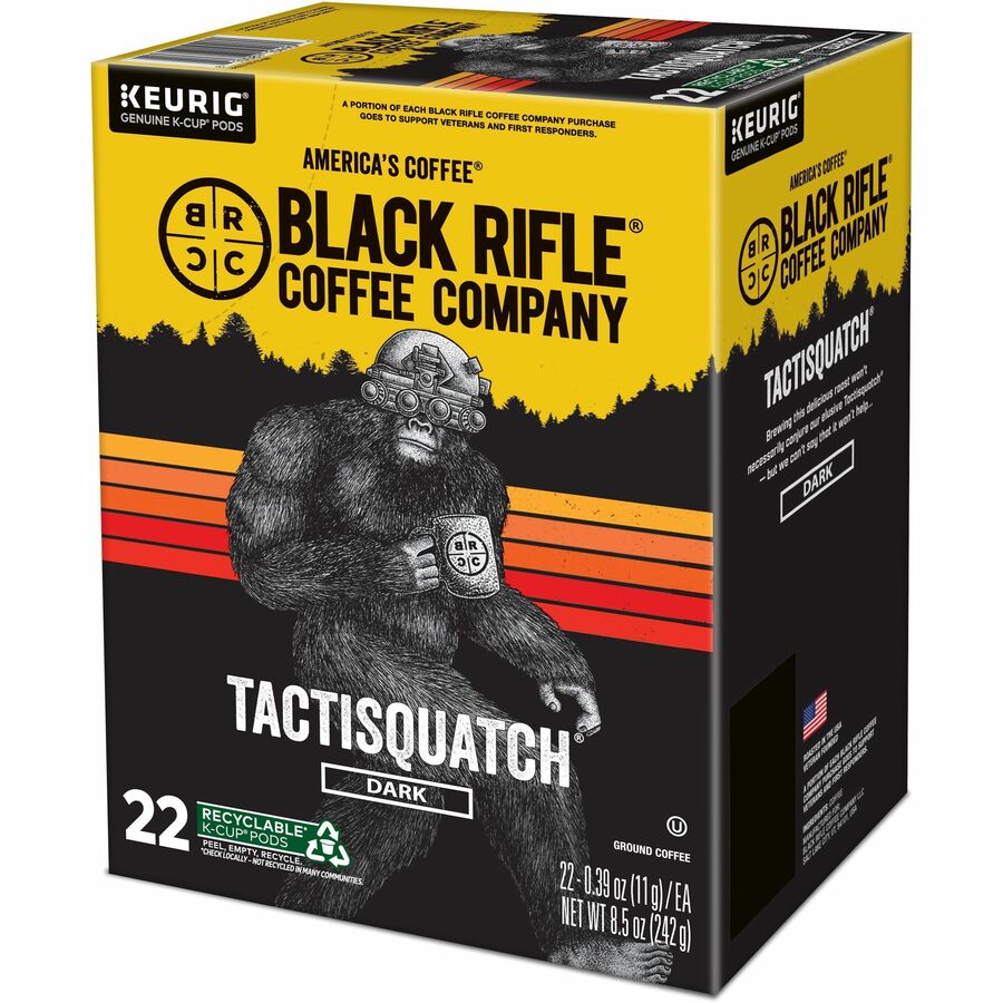 Black Rifle Tactisquatch Coffee, Dark Roast, K-Cup & Ground, Kosher, 22/Box